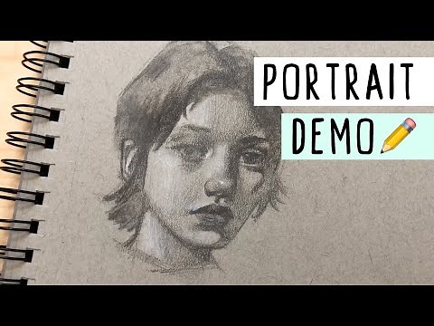 FULL Portrait Demonstration - TONS of Tips!✏️Trying the Strathmore Toned-Gray Sketchbook