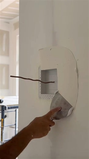 How to Drywall Repair Around Outlet 🔥Smooth First Coat #satisfying