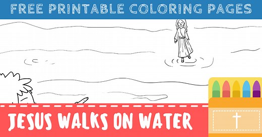 Free Jesus Walks on Water Coloring Pages for Kids