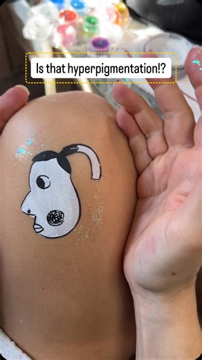 Artful Okie (tutorial page) on Instagram: "Here’s a painting of the famous is that hyperpigmentation drawing that turned viral. Happy Birthday CECE!! #isthathyperpigmentation #drawing #meme #hyperpigmentation #facepaint #facepaintmakeup #spfxmakeup"