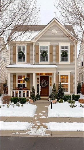 Snowy Street Christmas Townhouse Tour – The Coziest Winter Home ⸻ Welcome to the coziest Christmas townhouse on the street ❄️🏡 From the snowy front porch with wreaths and trees… to the warm living room, dreamy bedroom, decorated kitchen, study, closet and even a TV playing 90s Christmas music – every corner of this home feels like a real-life holiday movie. Soft creams, white lights, frosted trees, candles, garlands and snowy window views – this is pure Christmas comfort. Which room is your fav