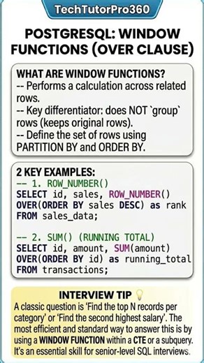 Must-Know PostgreSQL Window Functions 🔥 | SQL Tricks Every Developer Should Learn!