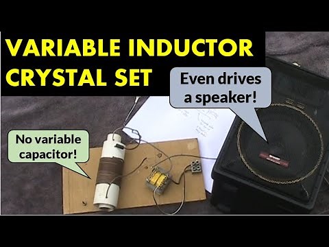 Variable inductor crystal set drives a speaker