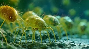 Dust mites are tiny organisms in dust that can trigger allergies. Concept Allergens, Household pests, Indoor air quality, Health risks, Dust mites Stock Video