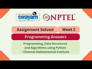 Programming, Data Structures And Algorithms Using Python Week 2 || NPTEL 2026 #nptel #myswayam