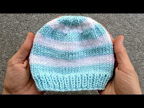 Striped Newborn Baby Knit Beanie (Part of a Set)