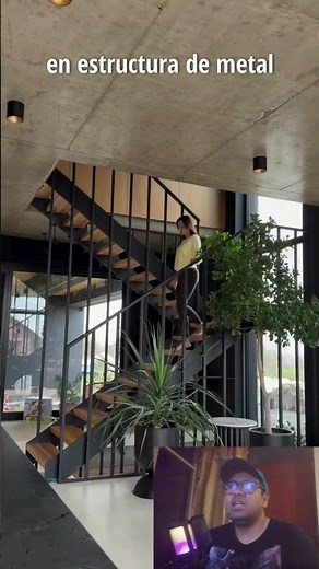 ✅This metal and wood staircase is pure elegance! #ModernStaircase #InteriorDesign
