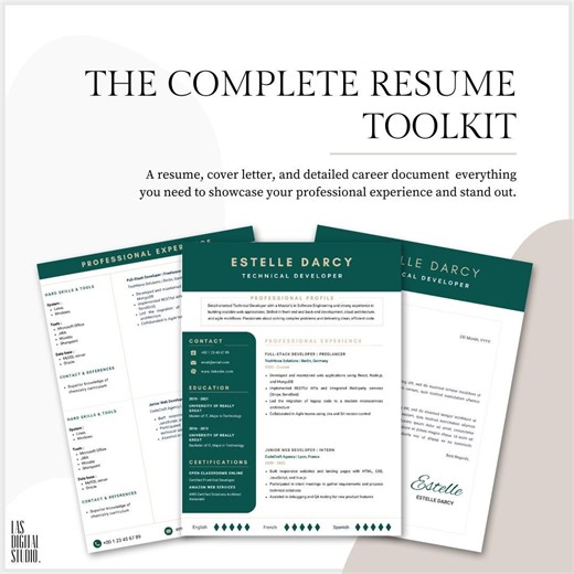 Modèle de CV créatif et lettre de motivation | CV modifiable sur Canva | Téléchargement numérique - Etsy France