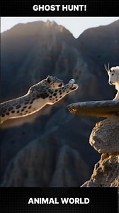 Snow Leopard vs Mountain Goat: Cliff Edge Chase! #leopard #snowleopards #mountaingoat #goat