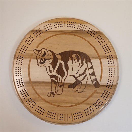 Tabby Cat Cribbage Board, Solid Walnut Inlay, Pegs and Peg Storage - Etsy