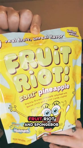 3.4K views · 147 reactions | Fruit Riot X SpongeBob Sour Pineapple Get it at stores for a limited time. (Thanks @fruitriot #gifted ✊) #fruitriot #foodreview #spongebob #snacks | Markie_devo | Facebook