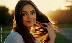 Attractive pretty woman sitting on bench leaning head on hand
