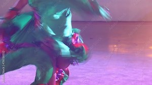 two girls in cabaret costumes dance cancan