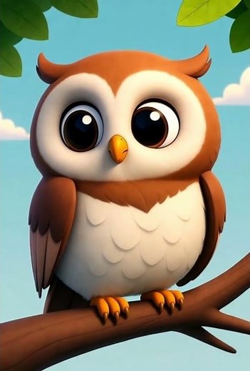 The Wise Little Owl | A Cute 3D Cartoon Character Sitting on a Tree Branch” #toonytale#toony#owlbird