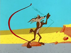 While E. Coyote and the Road Runner -name of episode "Chariots of Fur"-Year of production 1994