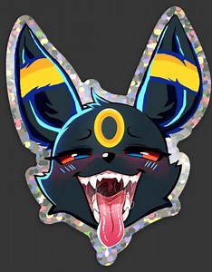 Holo Umbre Ahegao Tongue With Heart Sticker Poke Holographic Dripping Eeveelution Evolution Dark Type - Etsy