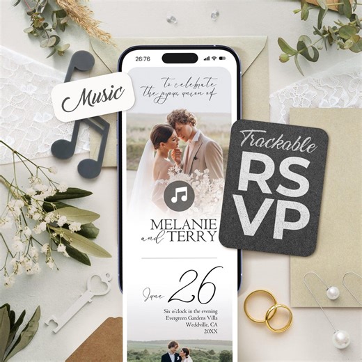 Digital Wedding Invitation With Countdown, Music, Details, and Trackable RSVP (editable Canva Template) BW016 - Etsy New Zealand