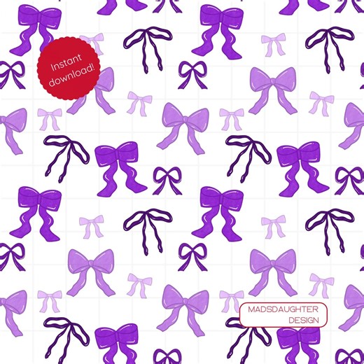 Purple Bows Seamless Pattern Digital Download - Etsy