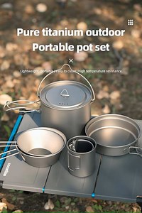 [Hot Item] Camping Ultralight Titanium Pot and Pan Set Titanium Mug Cup and Fry Pan for Outdoor Camping Cookware Tool Set