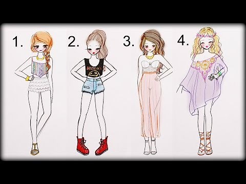 ❤ Drawing Tutorial - How to draw 4 Summer Outfits ❤