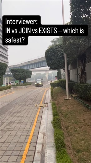 Arun Garg | Code Meets Tech | This is a classic SQL interview and production question. IN vs JOIN vs EXISTS — which is safest to use? 1️⃣ JOIN — for fetching data Best... | Instagram