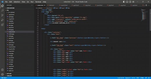 Calendar code #html #csscode #programmimg #informationtechnology