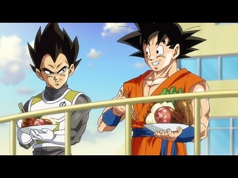 Goku and Vegeta laughing together