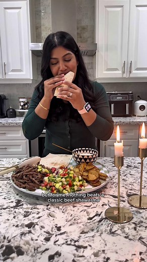 This Middle Eastern-inspired beef shawarma is stir-fried and served with white (tahini-based) sauce, rice, and crispy potatoes. A satisfying fall and winter dish, ideal for an easy week night meal, from ThinkBeef.ca’s Around the World With Beef recipe collection. Discover recipes that bring global flavours to your table. 🌏 Get your passport ready to travel... Around the World With Beef. A journey of flavour. Rooted in tradition. 🧡 Get this and more recipes through the link in our bio. 🥩 | Can