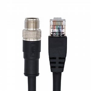 [Hot Item] M12 X Code 8-Pin Male Plug Cat 6A to RJ45 M12 Waterproof Connector PVC Cable