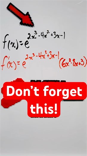 Stop making this exponential functions derivative mistake #shorts