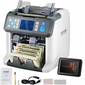 VEVOR Money Counter Machine w/ 2CIS/SN/UV/IR/MG/DD Counterfeit Detection Bill Counter 1200pcs/min For Business Multi Currency Multi Cash Processing Mode Portable Currency Money Counter