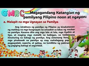 GMRC 5 Q2W1D1 Lesson Exemplar Based MAGAGANDANG KATANGIAN NG PAMILYANG PILIPINO: NOON AT NGAYON