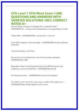 CFA Level 1 CFAI Mock Exam I AM QUESTIONS AMD ANSWERS WITH VERIFIED SOLUTIONS 100 CORRECT RATED A 63