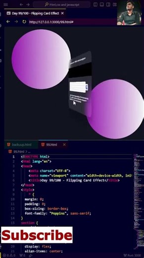 Flipping Card Effects #shorts #css #js #html #coding