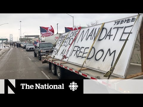 Protesters block Canada-bound traffic on Ambassador Bridge