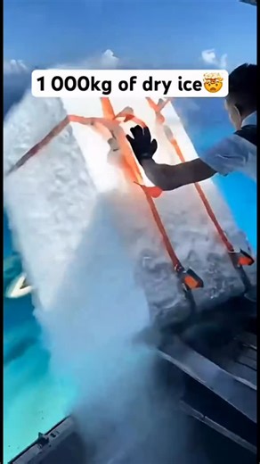 @thewealtharcade on Instagram: "Instagram depicts a massive dry ice block dropped from an aircraft into turquoise ocean waters, generating an explosive fog plume via rapid CO2 sublimation, though multiple sources identify it as AI-generated for dramatic effect. Dry ice at -108°F sublimes instantly in water, releasing about 8.4 cubic feet of CO2 gas per pound—yielding roughly 553,000 quarts from 2,200 pounds, not the post’s overstated 8.98 million quarts, per standard thermodynamic calculations. 