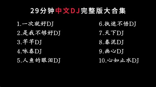 「29分钟中文DJ串烧｜开车/蹦迪/熬夜赶稿全程不切歌！」