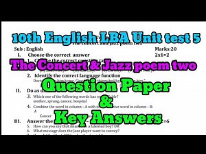 10th English LBA unit test 5 the concert and jazz poem two question paper answers‪@learneasilyhub‬
