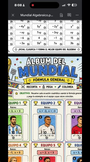 Cuadernillo Mundial Algebraic: 10 actividades de álgebra para practicar