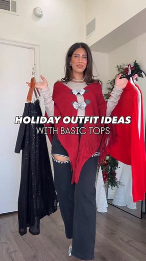 Holiday outfit ideas with basic tops >> just say TOPS 4 and I’ll send you all the details to your messages. These are the softest tops, 17% merino wool. But which outfit are you wearing first? #holidayoutfitideas #basictops . . Holiday outfits with basic tops, holiday looks, holiday party outfits, sequin holiday pants, basic tops, sequin holiday skirt, affordable fashion, what to wear for the holidays, Christmas outfits, Christmas dinner looks, casual chic holiday looks, Mar’s holiday styles, ba