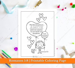 Romanos 5:8 | Spanish Bible Verse Printable Coloring Page for Kids | RV 1960 Sunday School Scripture | PDF Digital Download Printable - Etsy