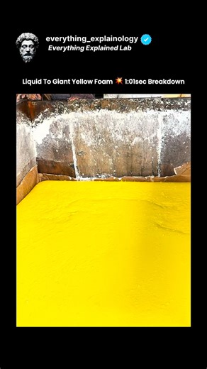 Everything Explained Lab | The post features a 1:01-second TikTok video demonstrating how a liquid rapidly expands into giant yellow foam, highlighting the chemical... | Instagram