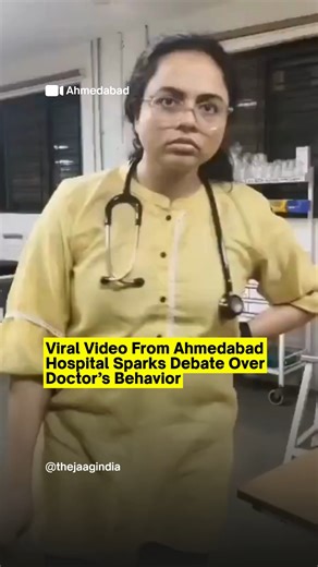 @thejaagindia on Instagram: "A video from Sola Civil Hospital in Ahmedabad is going viral, showing a female doctor allegedly raising her hand and refusing treatment to a man who brought his daughter for care. However, there is no official complaint filed and no confirmed report yet on what exactly happened. The video appears to show only one side of the story, and the full context is still unclear. Authorities have not released any statement so far. #Ahmedabad #SolaHospital #ViralVideo #DoctorPa