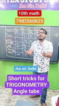 Short Tricks Trigonometry Table 🔥10th Math #10thmaths #cbse #trigonometry