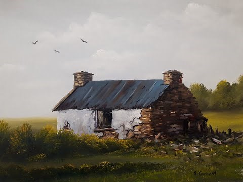 #oilpainting#paintinglandscapespainting landscapes tutorial, painting a cottage