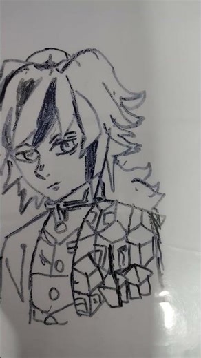 drawing giyu on laminate sheet using sketch pen #art #drawing #quickdrawing