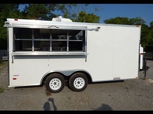 White 8.5 x 16 Concession Trailer - Catering Event Food Trailer