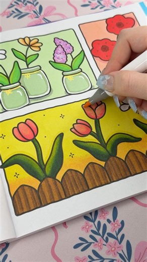 Spring Sunrise Flowers ☀️🌷 Coloring Page