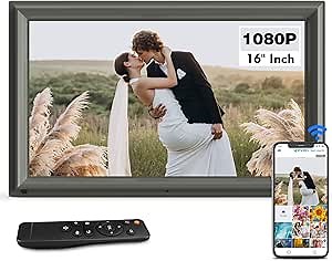 BSIMB 16-Inch 32GB FHD Large WiFi Digital Photo Frame 1920 x 1080 IPS Touch Screen Smart Picture Frame, Remote Control, Auto-Rotate, Wall-Mounted, Easy Setup to Share Photos and Videos via App&Email