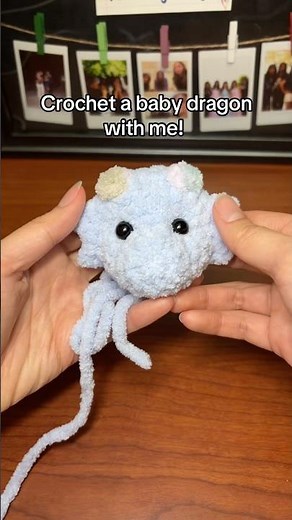 Crochet a baby dragon w/ me!🐲 #crochet #amigurumi #crochetdragon #crochetpattern #crochettutorials